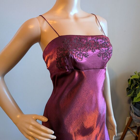 Vintage 90s Y2K Water Signs Prom Gown Maxi Dress Floral Glitter Whimsygoth 9/10 - Picture 13 of 14